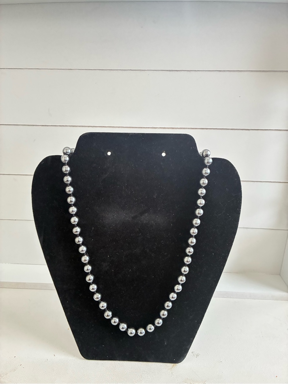 Polished Silver Bead Necklace for Women